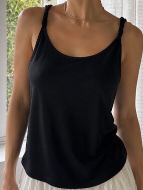 nytt black pima cotton deep v-neck tee made in usa size m